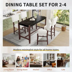 Ensemble de salle à manger 5 pièces à hauteur de comptoir, table de bar en faux marbre et 4 chaises rembourrées