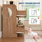 Commode à 6 tiroirs, commode en rotin avec grand espace de rangement, commode bohème, commode pour salon/placard/chambre à coucher, marron