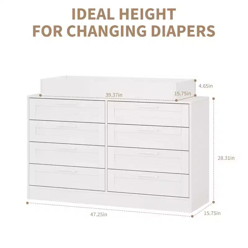 Commode Zstar 5 tiroirs pour Chambre, Commode verticale de 105 cm de haut avec Rangement Autonome, Coffre de Rangement en Bois pour Salon, Blanc