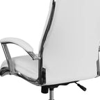 Flash Furniture Chaise de bureau exécutive pivotante en tissu lisse à dossier haut avec base et accoudoirs chromés
