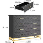 Commode à 6 tiroirs pour chambre à coucher avec pieds en métal et poignée dorée, armoire de rangement moderne pour salon, couloir, entrée