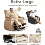 Fauteuils inclinables surdimensionnés de 22'' avec chauffage et massage - Pivotant à 360° - Fauteuil à bascule manuel avec télécommande pour salons et chambres à coucher
