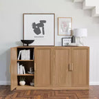 Meuble d'appoint en bois 36x62x16 de couleur naturelle, Organiseur de rangement avec étagères réglables pour cuisine, chambre, entrée, salon, salle à manger
