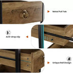 Commode de rangement décorative, Petite commode avec cadre en métal et tiroirs en bois massif, Commode multifonctionnelle pour cuisine, chambre à coucher, salon
