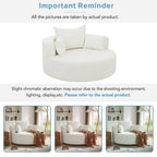 Fauteuil baril accent en chenille, Fauteuil de salon, Fauteuil rond avec base pivotante à 360 degrés et 3 coussins amovibles