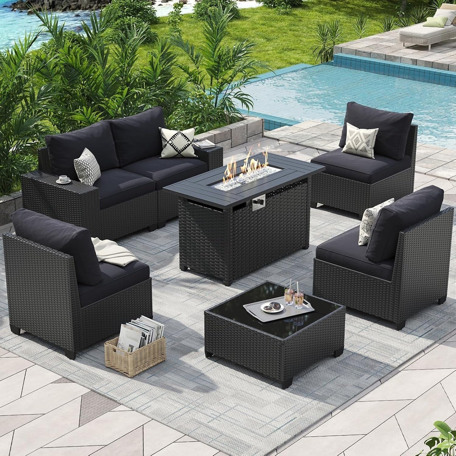 Salons de jardin avec coussins de 10 cm d'épaisseur
