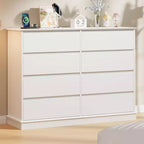 Commode double COZONY 51 po de large à 8 tiroirs – Grande commode horizontale avec tiroirs profonds et plateau large pour chambre, dressing, salon et couloir