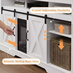 Meuble TV de ferme pour foyer de 23 pouces, meuble de divertissement de 34 pouces de haut pour TV de 65 pouces et plus, console TV avec porte coulissante (sans foyer)