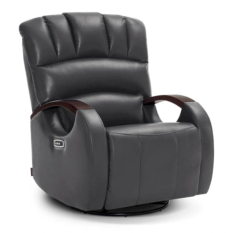 Fauteuil inclinable, pivotant et berçant électrique en similicuir avec appuie-tête réglable pour chambre de bébé, PR616