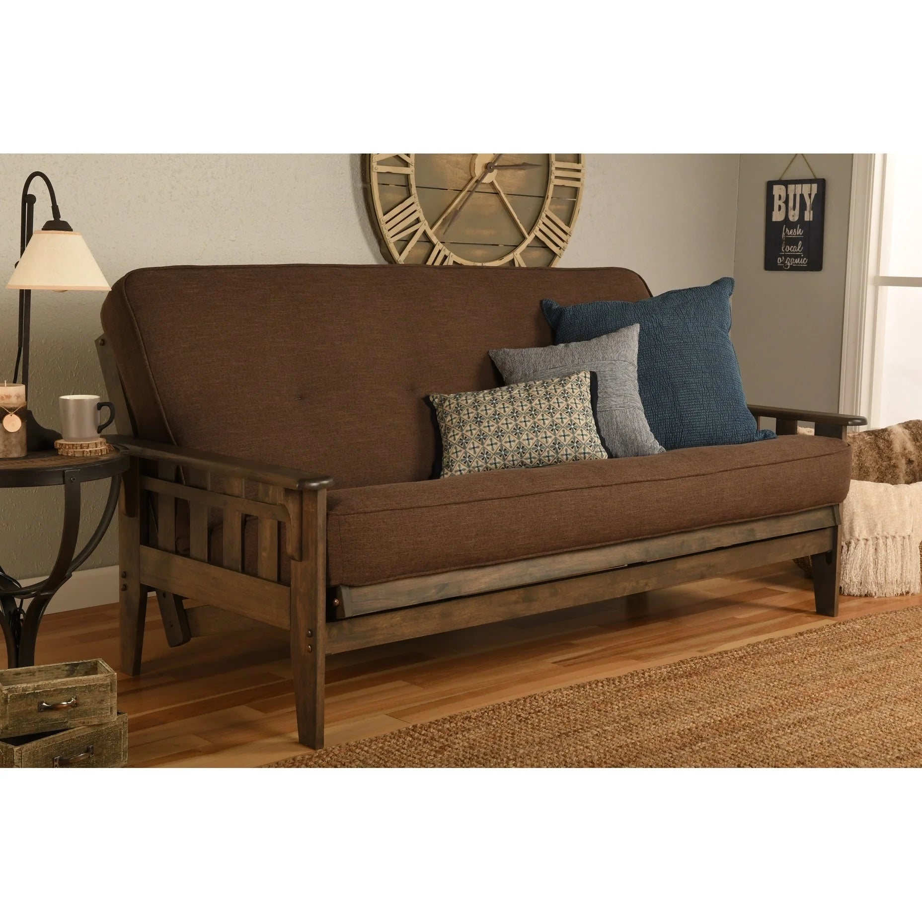 Ensemble de futon rustique pleine grandeur Somette Tucson en noyer avec matelas