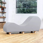Fauteuil inclinable Avana pour l'étirement et la relaxation, pieds en bois d'hévéa, similicuir - Gris sous-marin