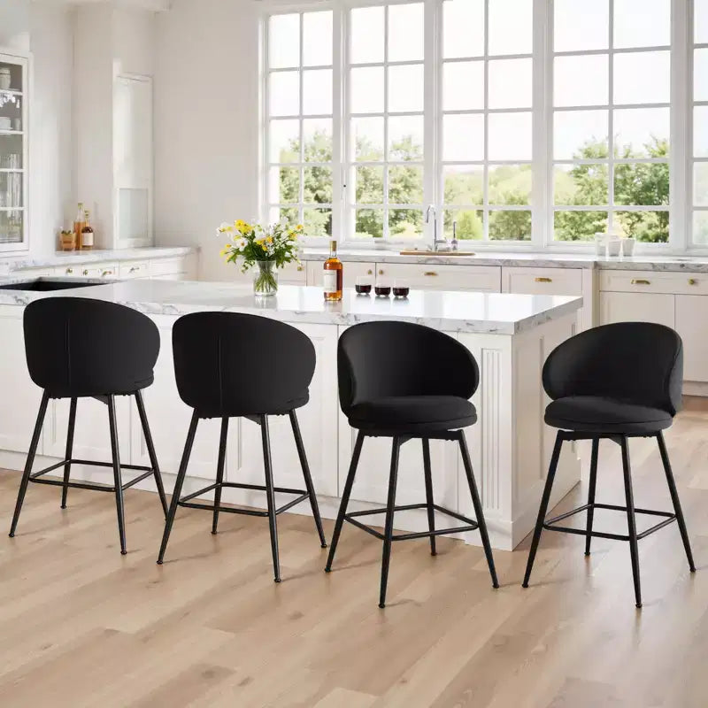 Bekrvio 30 Tabourets de bar pivotants de 2/3/4, Tabourets de bar modernes en velours avec dossier incurvé et structure métallique, Chaises de bar pour îlot de cuisine, Pub à domicile
