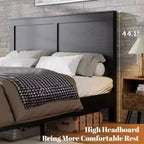 Cadre de lit en bois, taille double/grand lit/très grand lit, silencieux, pas besoin de sommier tapissier, outils de montage faciles, grand rangement sous le lit, noir foncé