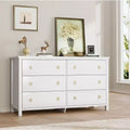 Commode à 6 tiroirs pour chambre à coucher, 120 cm de large, commode en bois, commode à tiroirs larges et modernes, pour chambre à coucher, salon, blanc