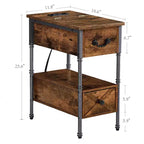 Table de chevet VECELO avec station de charge et tiroir, table d'appoint étroite avec port USB et prises électriques pour salon ou chambre à coucher, marron