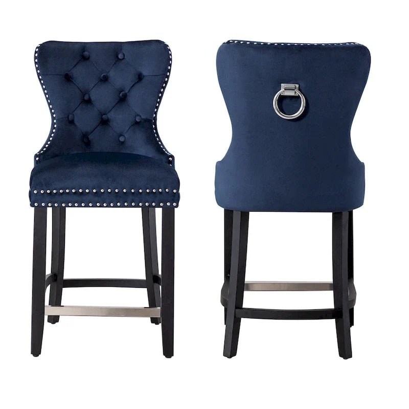 Tabouret de comptoir Carter 24 Wingback Tufted Nailhead (lot de 2)