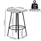 MAYEERTY Lot de 2 tabourets de bar sans dossier hauteur comptoir, PVC tressé, repose-pieds rond, utilisation intérieure/extérieure Noir Blanc Crème