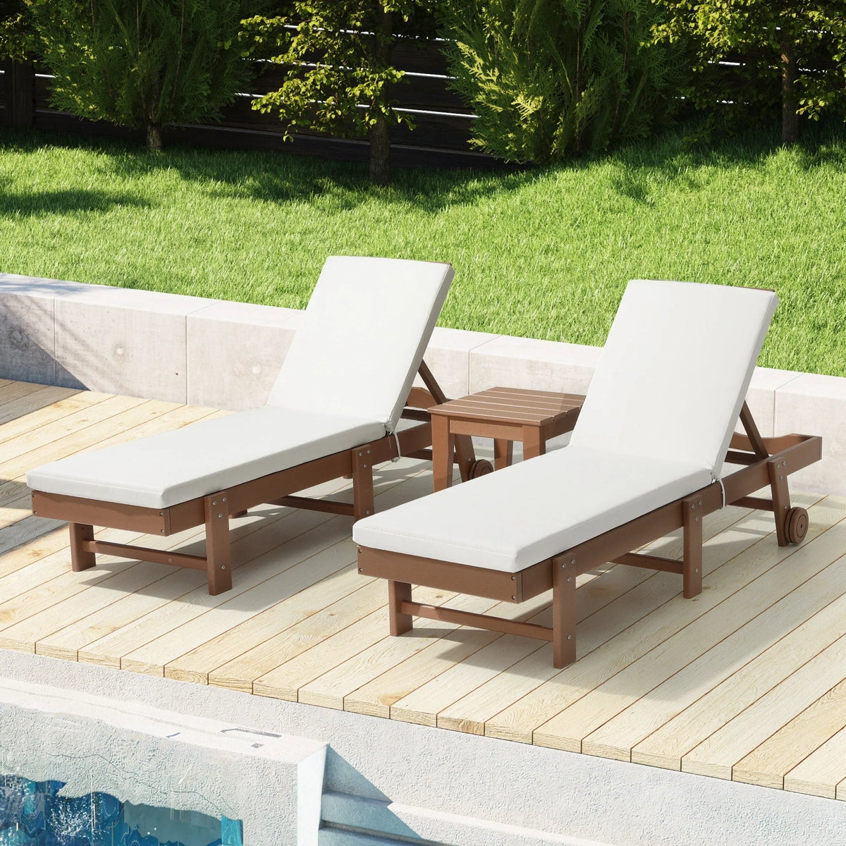 Coussins de chaise longue de patio d'extérieur tout temps Polytrends Fading Free - (Lot de 2)