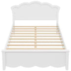 Lit plateforme moderne Luxystar en bois avec tête de lit pour chambre à coucher, blanc