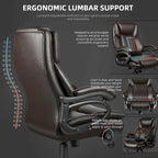 Chaise de bureau de direction Bossin grande taille et forte, 500 lb, avec support lombaire réglable, chaise ergonomique en cuir PU à dossier haut pour ordinateur