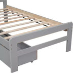 Lit plateforme double Acekool avec 2 tiroirs de rangement gigognes, tête de lit, cadre robuste, aucun sommier tapissier requis, gain de place pour chambre d'enfants ou d'amis