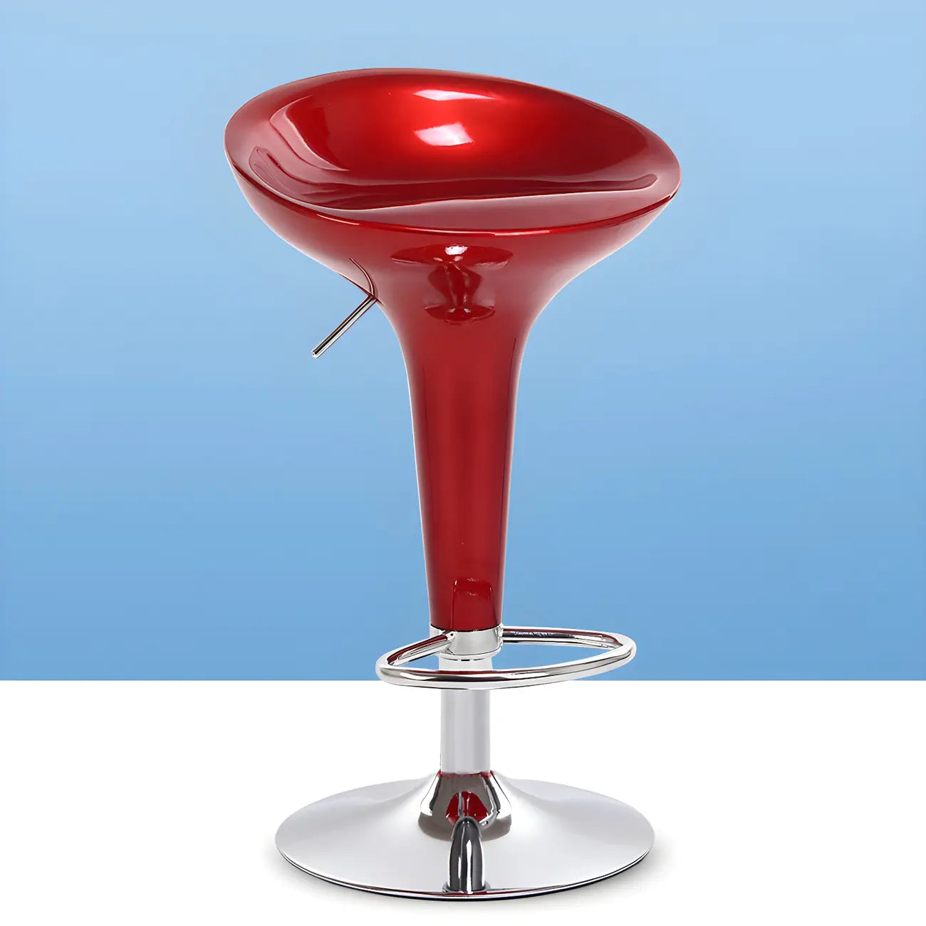 Tabouret de bar pivotant en plastique chromé réglable en hauteur