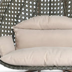 LeisureMod Fauteuil suspendu œuf 2 places avec support - Balançoire / hamac de patio en rotin osier pour extérieur/intérieur avec coussins