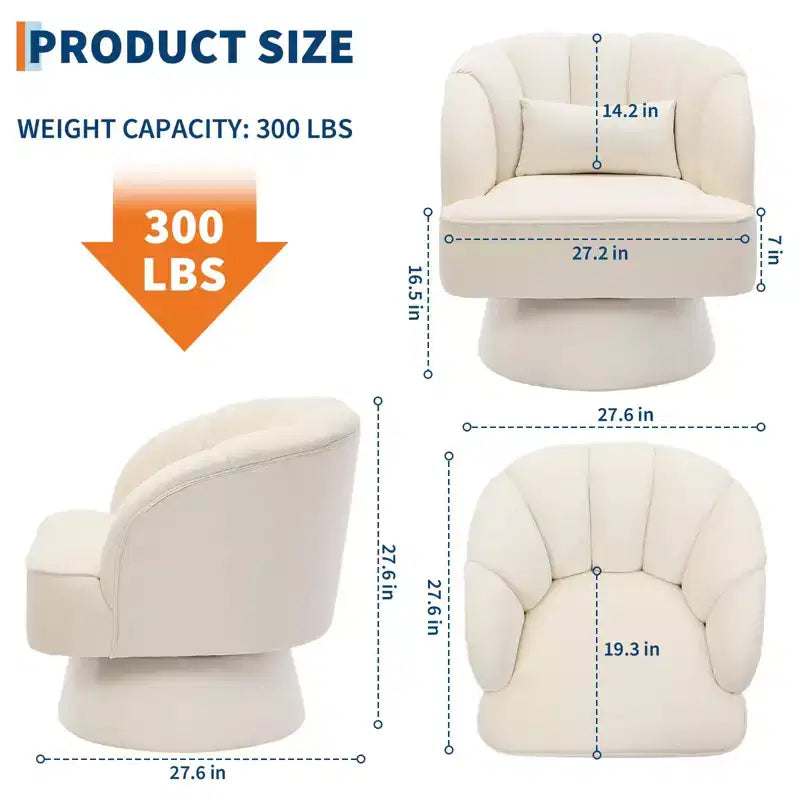 Fauteuil pivotant GustoWave avec accoudoirs, fauteuil rond en velours pivotant à 360° de style Mid-Century, fauteuil moderne pour salon