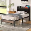 Lusimo Cadre de lit Twin XL, Lit plateforme rembourré avec tête de lit de rangement et station de charge