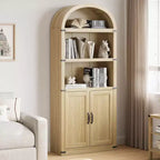 Bibliothèque avec portes Étagère cintrée 182 cm de haut Bibliothèque de style rustique avec étagères Bibliothèques en bois pour la maison, le bureau, le salon