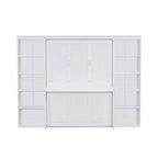 Lit escamotable en bois Queen/Grand avec bureau et étagères de rangement, blanc -ModernLuxe
