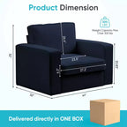 Mjkone Fauteuil pivotant moderne 360°, Fauteuil carré rembourré, Canapé simple confortable en chenille