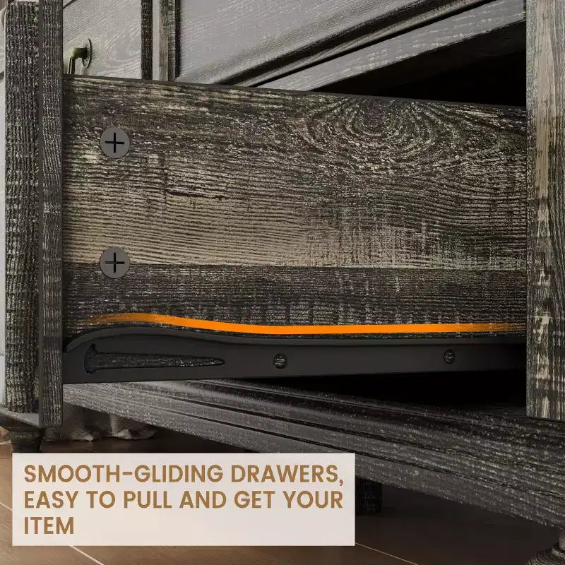 Commode de Ferme à 9 Tiroirs pour Chambre à Coucher, Large Commode Rustique en Bois de 47" avec 9 Tiroirs et Poignées en Métal, Grand Organiseur de Rangement