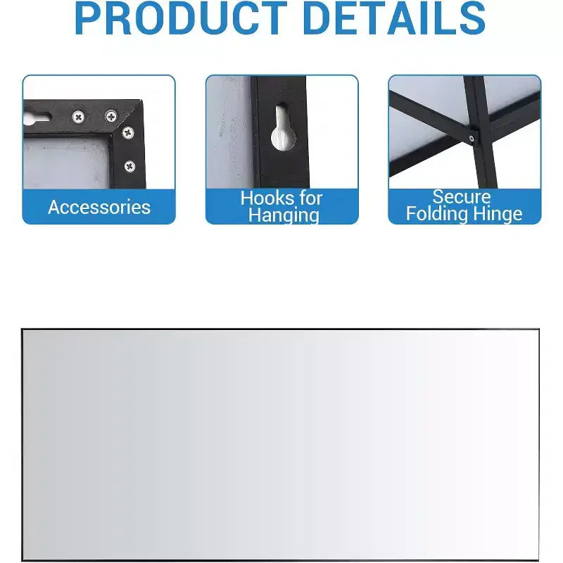 Miroir sur pied 76x34, miroir intégral pour chambre ou vestiaire, peut être autonome, suspendu ou appuyé contre le mur