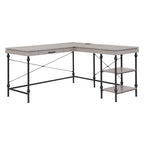 Bureau d'ordinateur d'angle en métal de 59 pouces Haley Farmhouse avec ports USB par Furniture of America