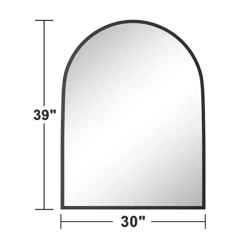 2 Pièces 39 po H X 30 po L Cadre de Miroir Mural en Alliage d'Aluminium Noir Finement Bordé à Angle Droit Arché