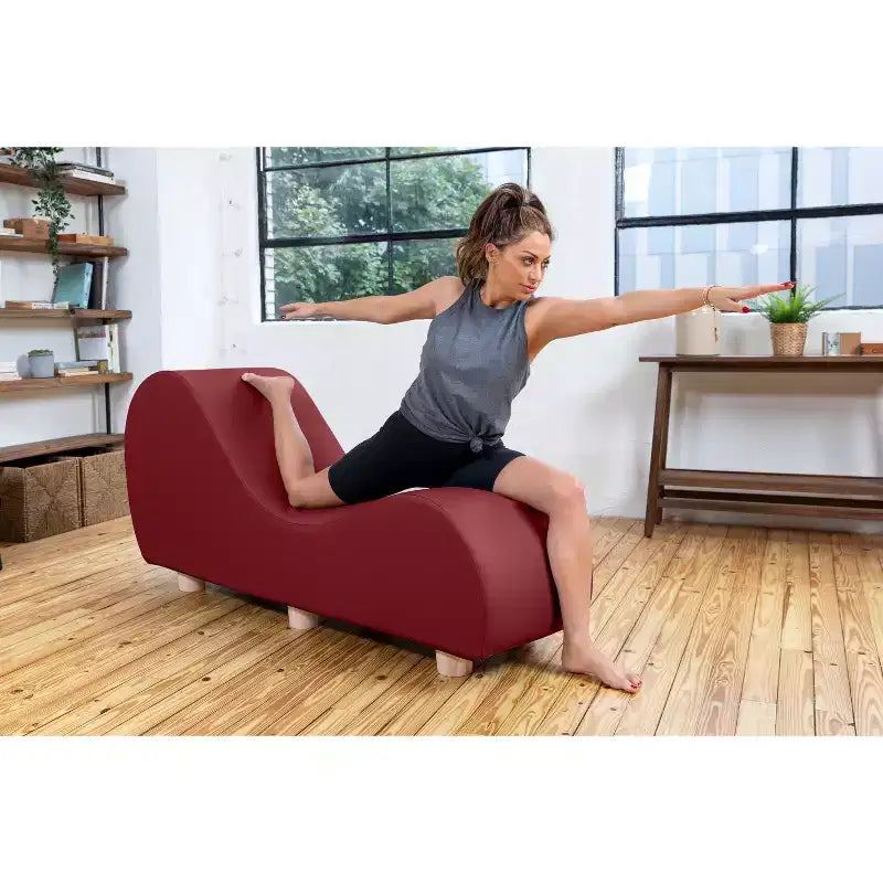 Fauteuil inclinable Avana pour l'étirement et la relaxation, pieds en bois d'hévéa, similicuir - Gris sous-marin