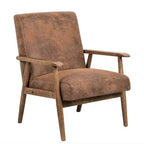 Fauteuil d'appoint Okak 25.38 W avec revêtement confortable, fauteuil de lecture en bois massif de style Mid-Century pour salon, chambre à coucher, salle d'attente
