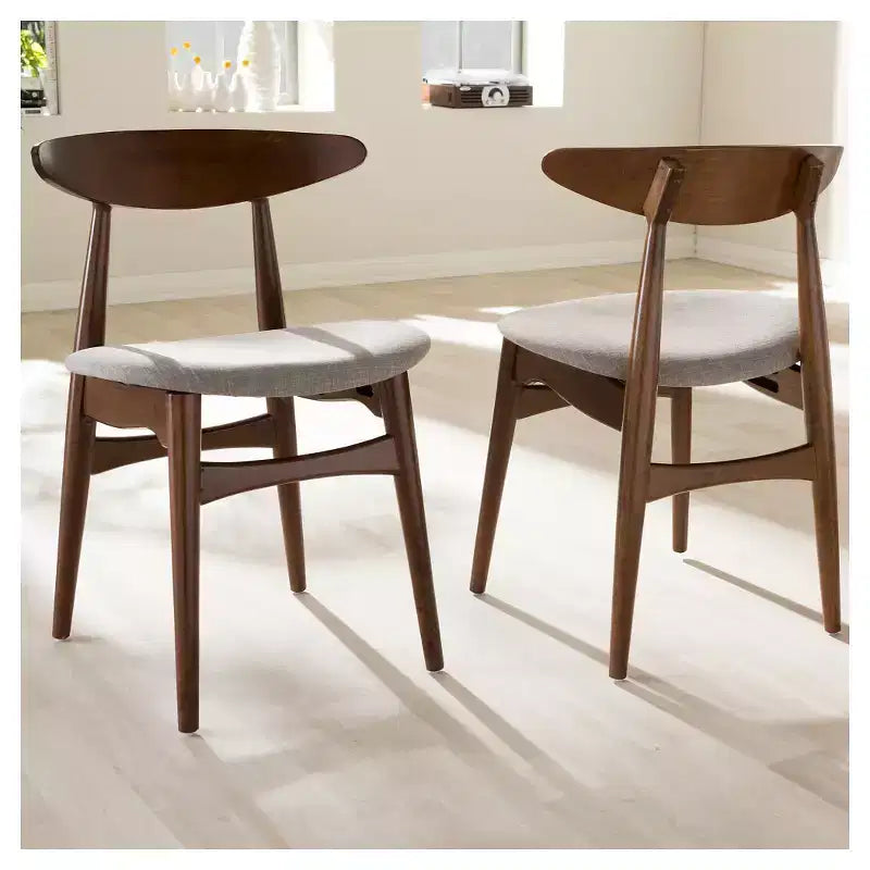 Ensemble de salle à manger 6 pièces Flora avec banc et chaises rembourrés en bois de style moderne du milieu du siècle - Baxton Studio