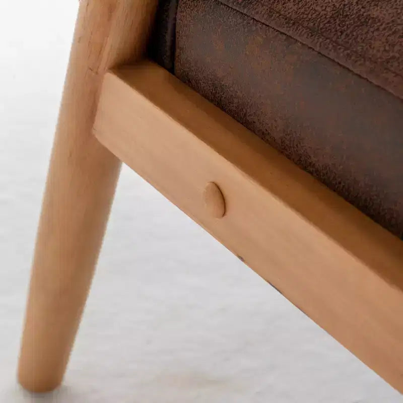 Fauteuil d'appoint Okak 25.38 W avec revêtement confortable, fauteuil de lecture en bois massif de style Mid-Century pour salon, chambre à coucher, salle d'attente