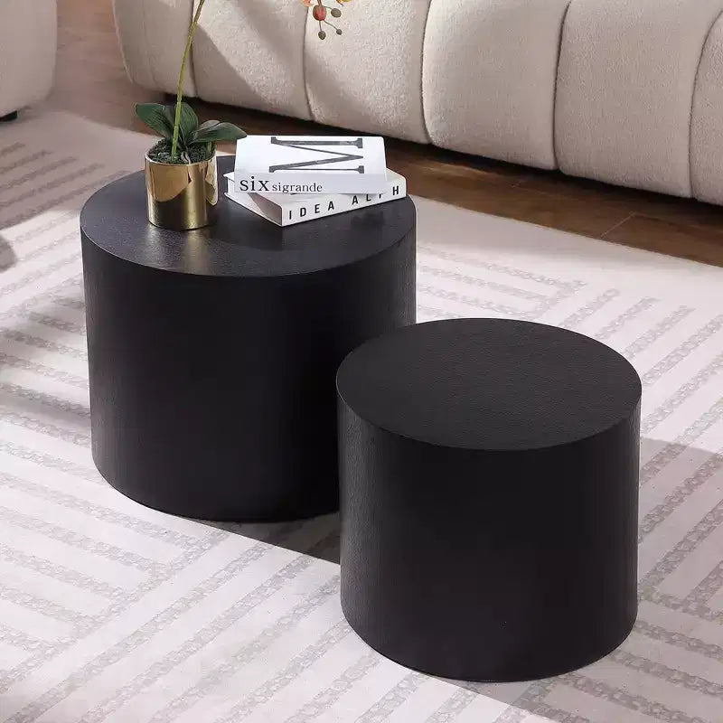 Ensemble de 2 tables basses rondes, aucun assemblage requis, pour salon, bureau, chambre
