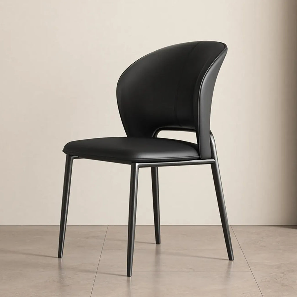 Chaise de salle à manger moderne en similicuir courbé à dossier bas