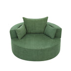 Fauteuil baril accent en chenille, Fauteuil de salon, Fauteuil rond avec base pivotante à 360 degrés et 3 coussins amovibles