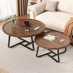 Ensemble de 2 tables basses gigognes rondes, style scandinave, petites tables basses et d'appoint pour salon, chambre à coucher, balcon