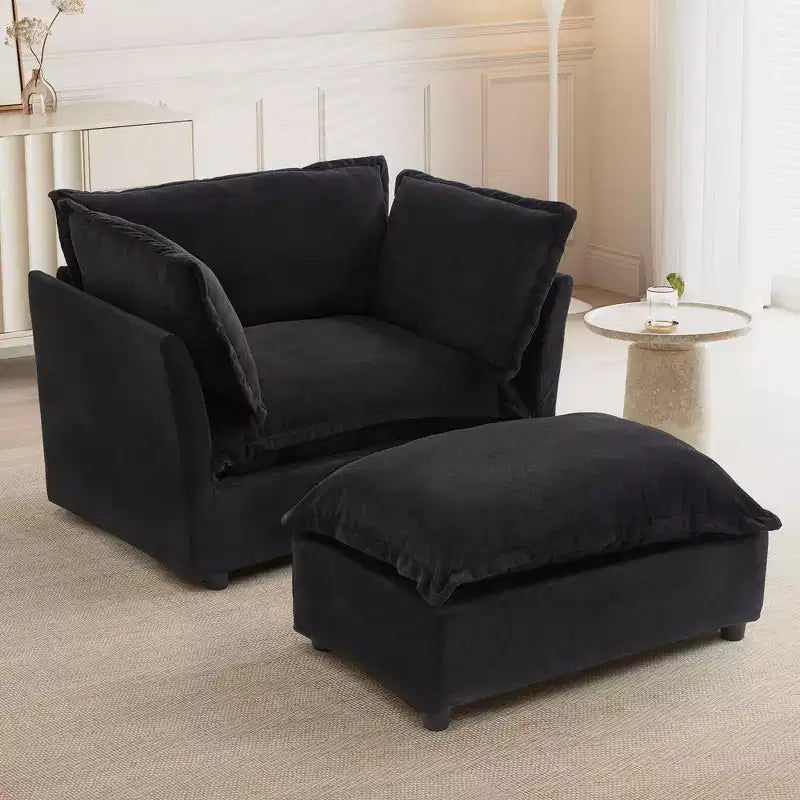 MAYEERTY Canapé Fauteuil Moderne 47 Canapé Rembourré avec Ottomane Mobile Siège Large Coussins Moelleux pour Salon Noir