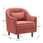 28,34 W Lot de 2 fauteuils d'appoint, fauteuil barillet en velours avec pieds en bois massif