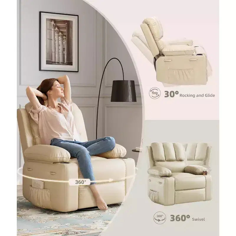 Fauteuil inclinable manuel, canapé inclinable en cuir PU, fauteuil moderne et confortable pour chambre ou salon, fauteuil inclinable en cuir pour adultes