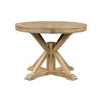 Ensemble de salle à manger 5 pièces en bois de style rétro avec table ronde extensible et 4 chaises, finition bois naturel vieilli