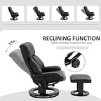 Fauteuil inclinable avec repose-pieds ottoman, fauteuil inclinable de massage vibrant avec revêtement en similicuir et base pivotante en bois pour salon et chambre à coucher