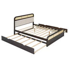 Lit plateforme en bois Whisen, format grand lit, avec lit gigogne et 2 tiroirs